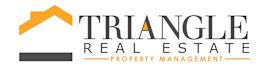 A logo for Triangle Real Estate Property Management featuring a stylized house above the company name.