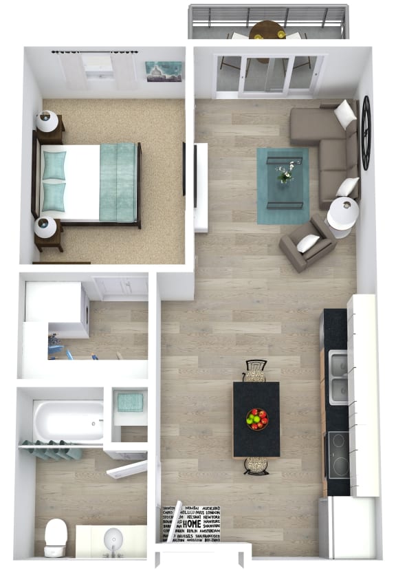 Studio, 573 sq ft, Bedroom Closet