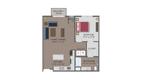 Bell ADA Floor Plan at The Edison at Maple Grove, Minnesota, 55311