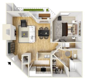 Stonesthrow Apartments_Tualatin, OR_Floor Plan_One Bedroom One Bathroom_B