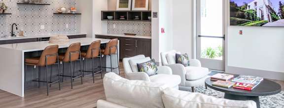 a living room with a couch and a coffee table