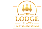The logo for The Lodge in Lacey showcases a luxury apartment living.