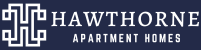 The Hawthorne Apartment Homes Logo features the brand name in clean, bold lettering, conveying a sense of professionalism and sophistication.