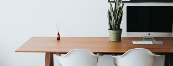 computer desk with laptop