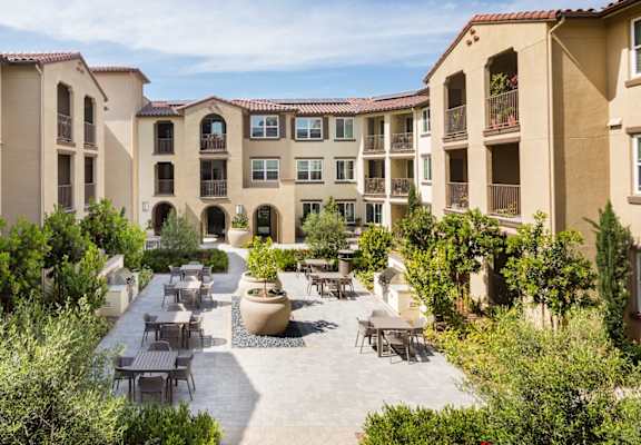 Springville Seniors Apartments Exterior Courtyard view from the 2nd story
