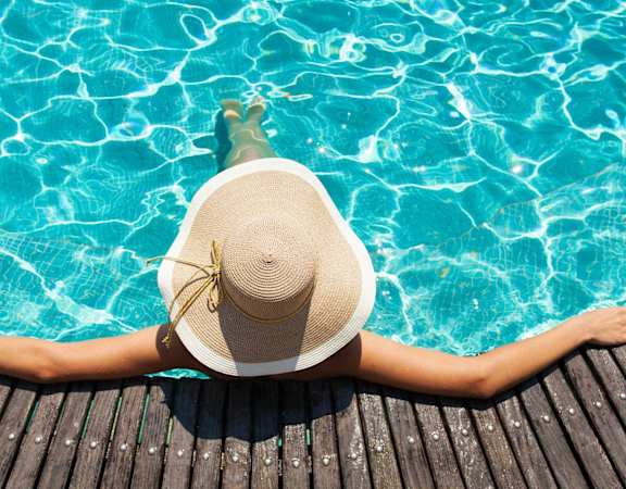 Crystal Clear Swimming Pool with Sundeck at Desert Creek, Albuquerque, NM 87107