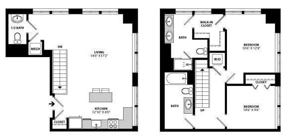 B6BX Floor Plan at Allied Harbor Point, Baltimore, MD, 21231