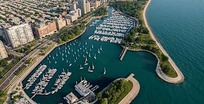 A marina with boats docked in the water.
