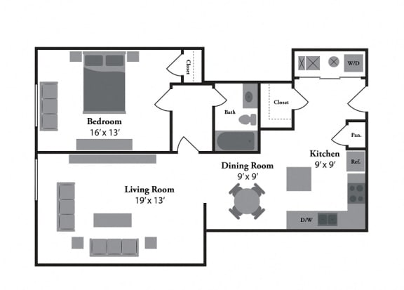 The Raphael 1 Bed 1 Bath Floor Plan at Renaissance at the Power Building, Cincinnati, 45202