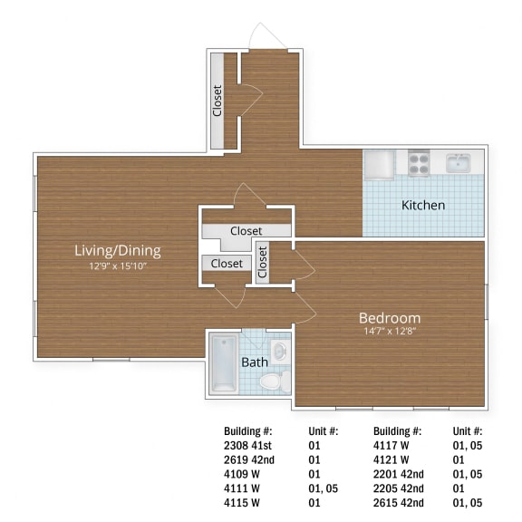 848 SF One Bedroom at Park Crest Apartments in Washington D.C. 20007 at Park Crest Apartments, Washington, DC