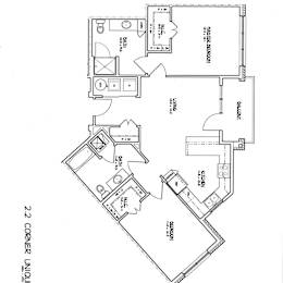 a floor plan of a house with a bedroom and a living room