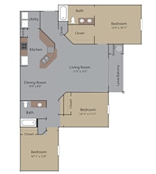 Neptune Floor Plan| 3 bed, 2 bath | 1521 sq ft | Wynnfield Lakes in Jacksonville, FL