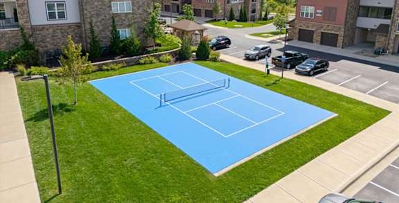 Aerial view of Tennis Court at The Residences at Bluhawk Apartments, Overland Park,