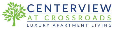 the logo for the center at crossroads luxury apartment living program