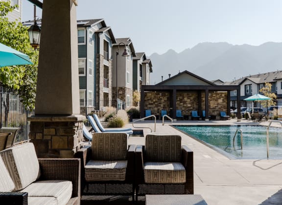 Lounge Poolside at Parc at Day Dairy Apartments and Townhomes, Draper, UT