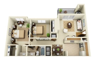 1000 sq.ft. Two Bed One Bath