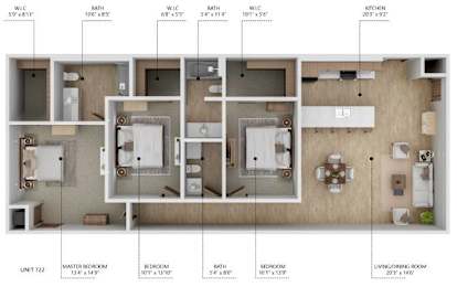 D3 Floor Plan at City Square Lofts, Iowa, 50309