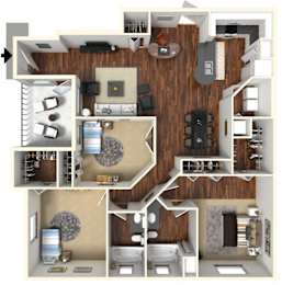 3bed 2bath Floor Plan at Rivertree Apartments, Riverview