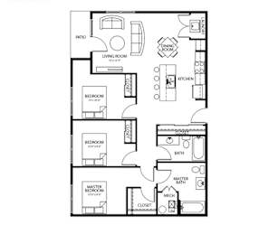 D1 3Bed 2Bath at Melbourne Apartments, IA, 50320