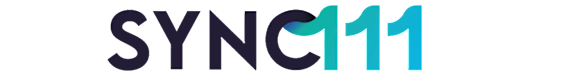 A black background with the text "SYNC111" in white and blue.