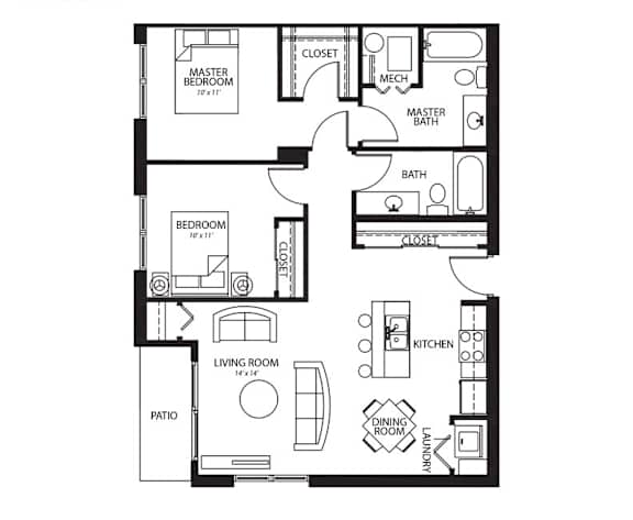 C5 2Bed 2Bath at Melbourne Apartments, Des Moines, IA,  50320