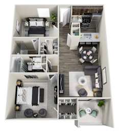 The Icon on Central Apartments in Phoenix, Arizona 2x2 Floor Plan