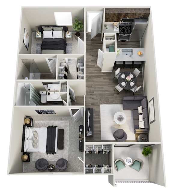The Icon on Central Apartments in Phoenix, Arizona 2x2 Floor Plan