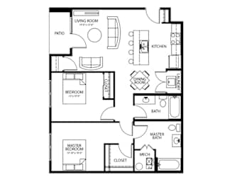 C2 2Bed 2Bath at Melbourne Apartments, Iowa, 50320