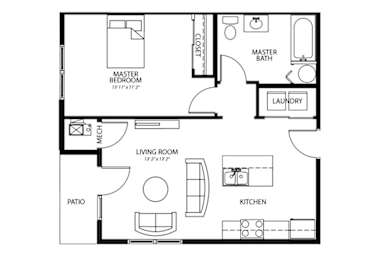 A6 1Bed 1Bath at Melbourne Apartments, Des Moines, IA
