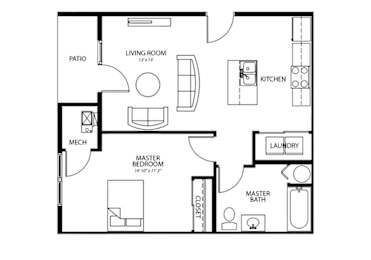A4 1Bed 1Bath at Melbourne Apartments, IA, 50320