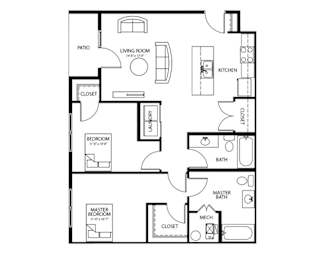 C4 2Bed 2Bath at Melbourne Apartments, Georgia