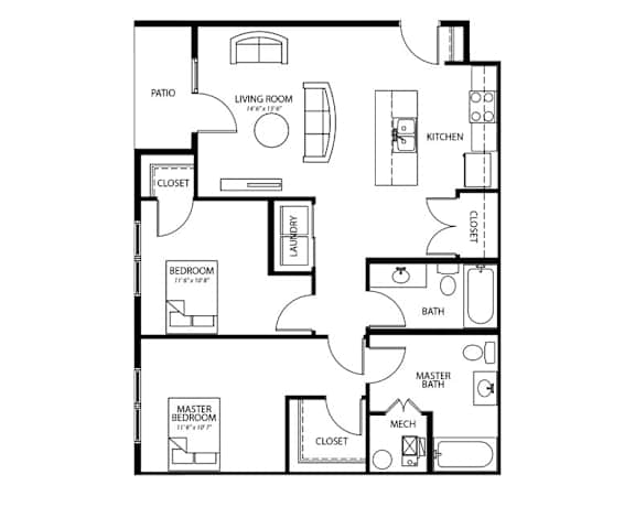 C4 2Bed 2Bath at Melbourne Apartments, Georgia
