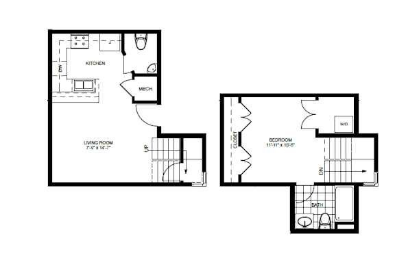 A floor plan for the New Manchester flats Building II, showing the first and second floor layouts.
