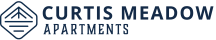 a logo with the words courts meadow appartments on a black