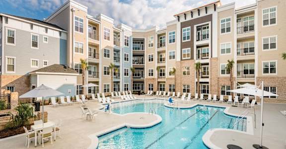 Relaxing Pool Area With Sundeck at Central Island Square, Daniel Island, 29492