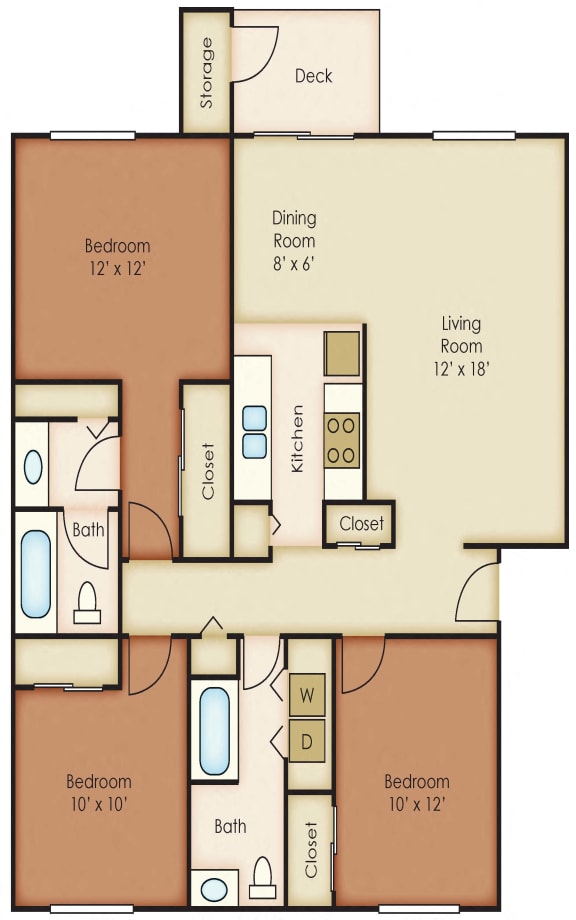 Spokane Valley, WA Aspen Apartments 3 bedrooms 2 bath