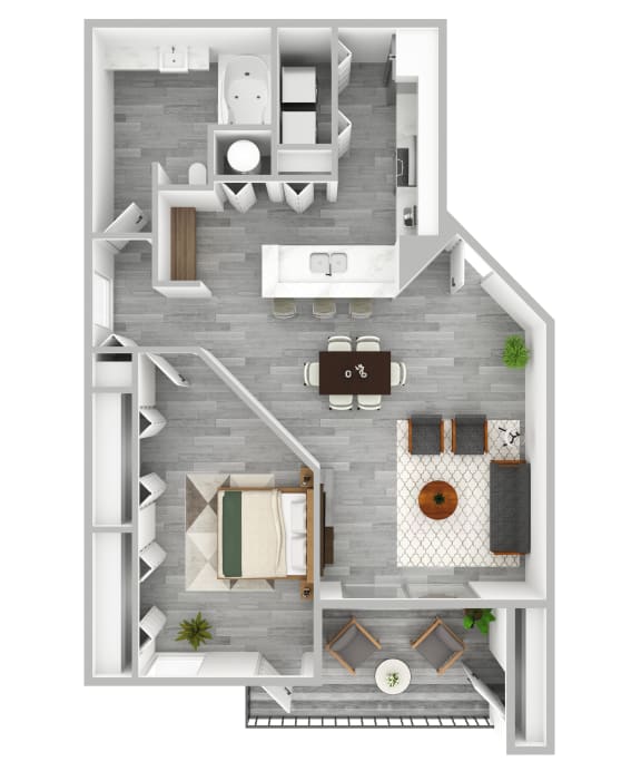 1 bedroom 1 bath The Preserve at Westchase A2 Renovated  3D Floor Plan at The Preserve at Westchase, Tampa