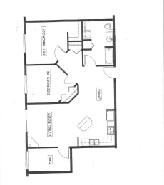  Floor Plan 2 Bedroom 1 Bathroom + Den