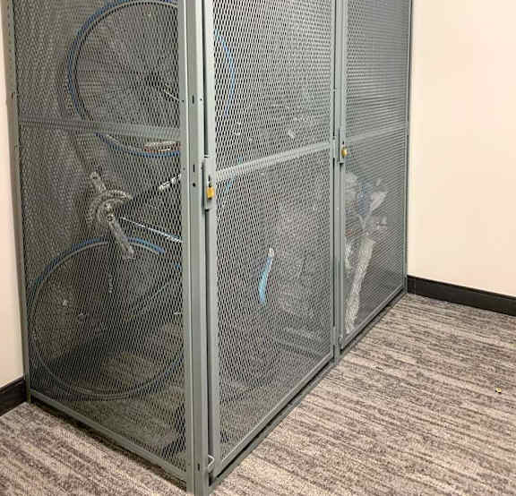 a metal mesh storage locker
