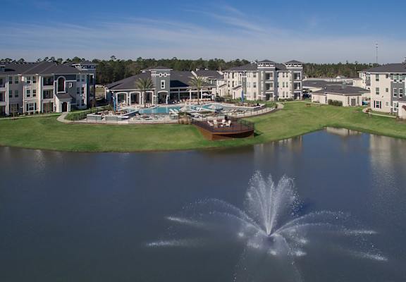 Aerial overview of property at The Parkway on Westlake, Humble, TX