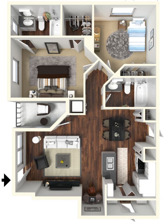 Floor Plan  2 bed 2 bath at Rivertree Apartments, Riverview, FL