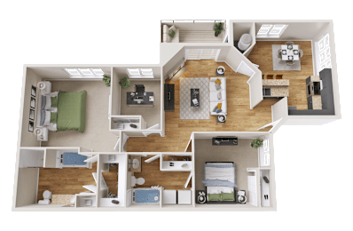 3 Bed 2 Bath Floor Plan at Crestline Cary, Cary North Carolina