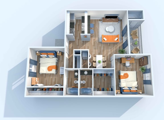 The Stella, Two Bedroom, Two Bath - 920 SF