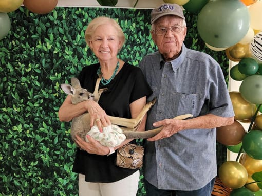 residents with a kangaroo