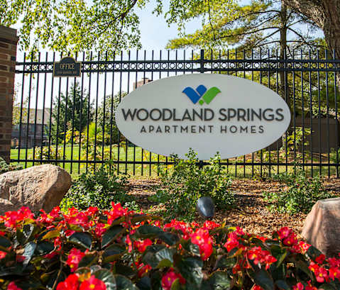 Entry Signage at Woodland Springs Apartment Homes, Carmel