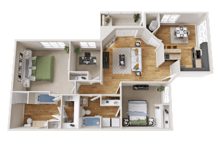 3 Bedroom 2 Bath Floor Plan at Crestline Cary, Cary