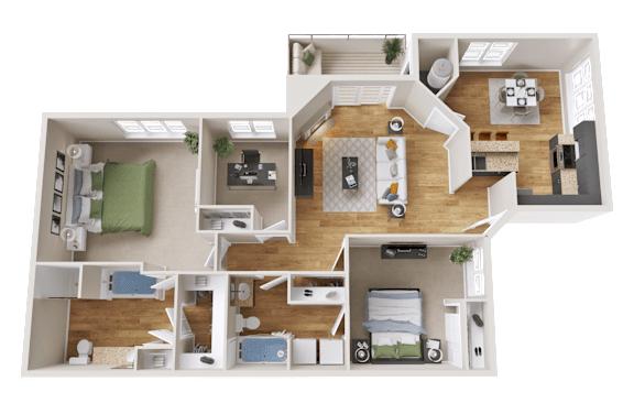 3 Bedroom 2 Bath Floor Plan at Crestline Cary, Cary