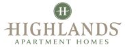 the logos of highlands apartment homes on a green