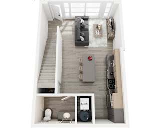 1 bedroom, 1 bathroom townhome floor plan at Brickside Heights, Millcreek, UT