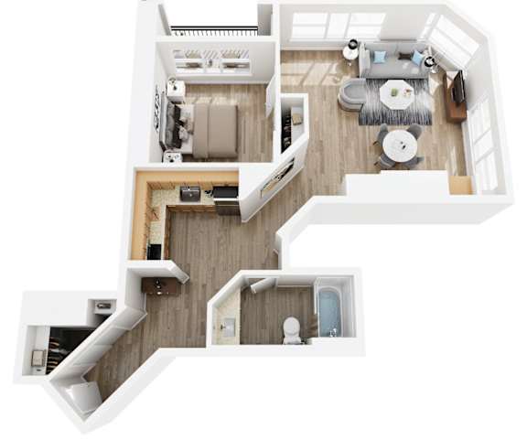 1 bed/1 bath floor plan at AVIA on Pike Street, Washington